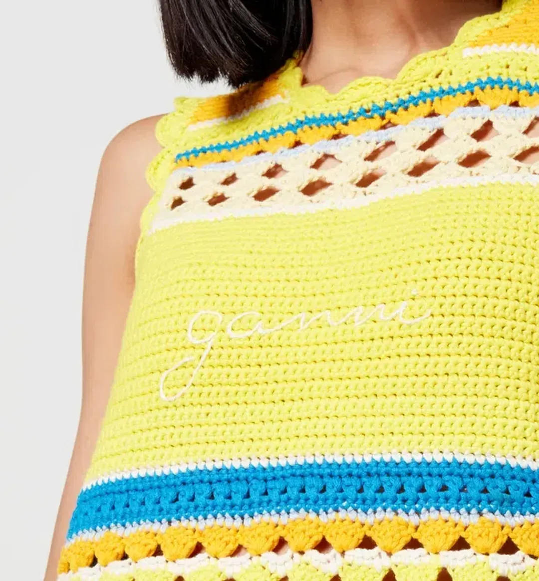 Ganni x Coggles Crocheted Mini Dress Multi Size S / AU 8 for rent on The Volte - main image