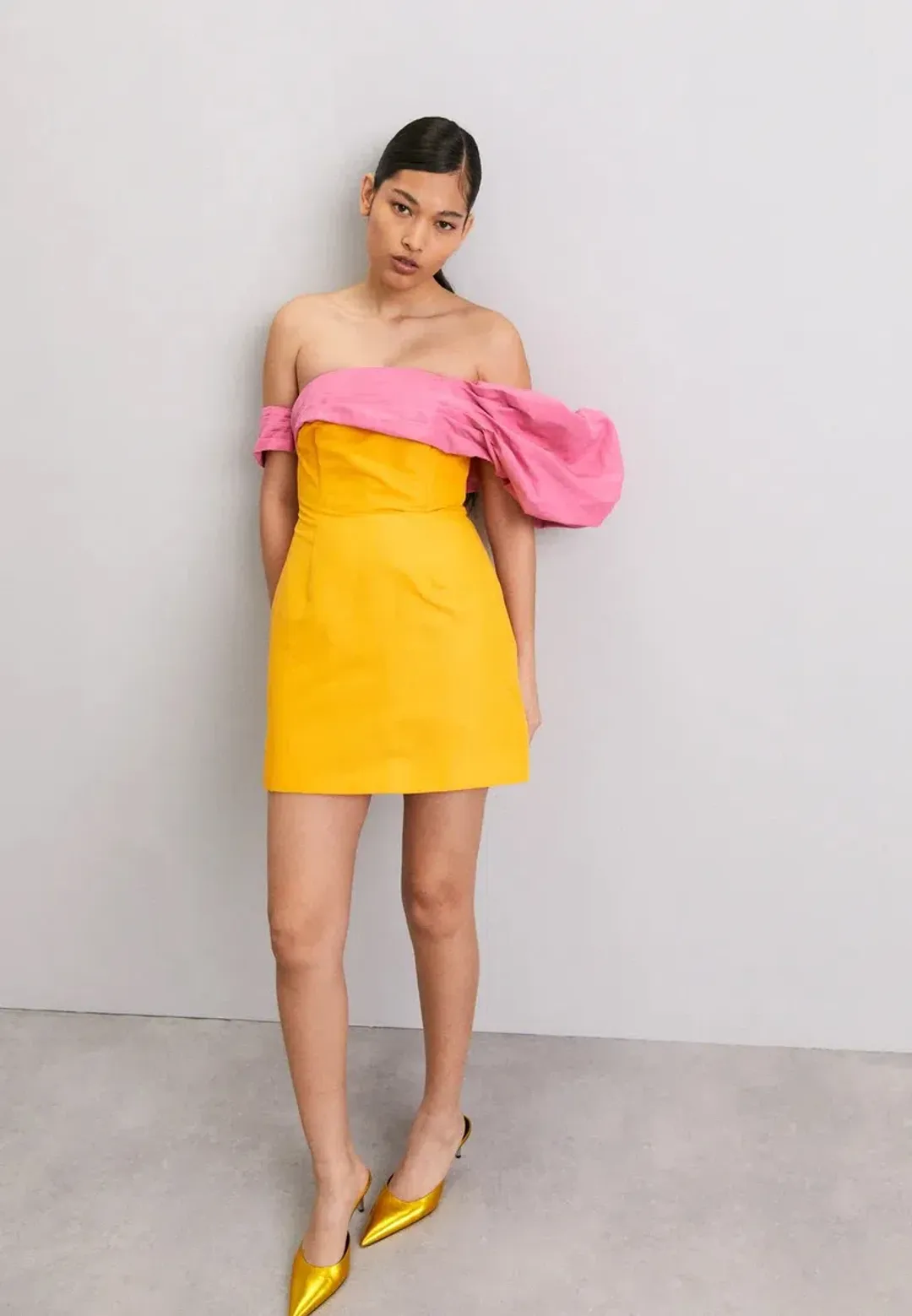 Rachel Gilbert Manuela Dress Yellow/Pink Size 8 for rent on The Volte - main image