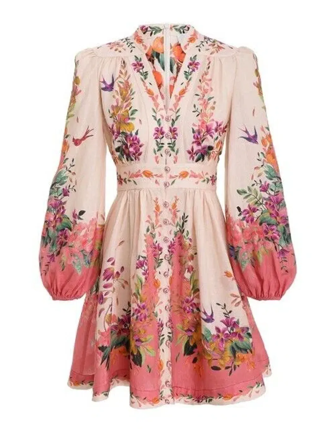 Zimmerman Tropicana Plunge Mini Dress Floral Size 1/AU 10 for rent on The Volte - main image