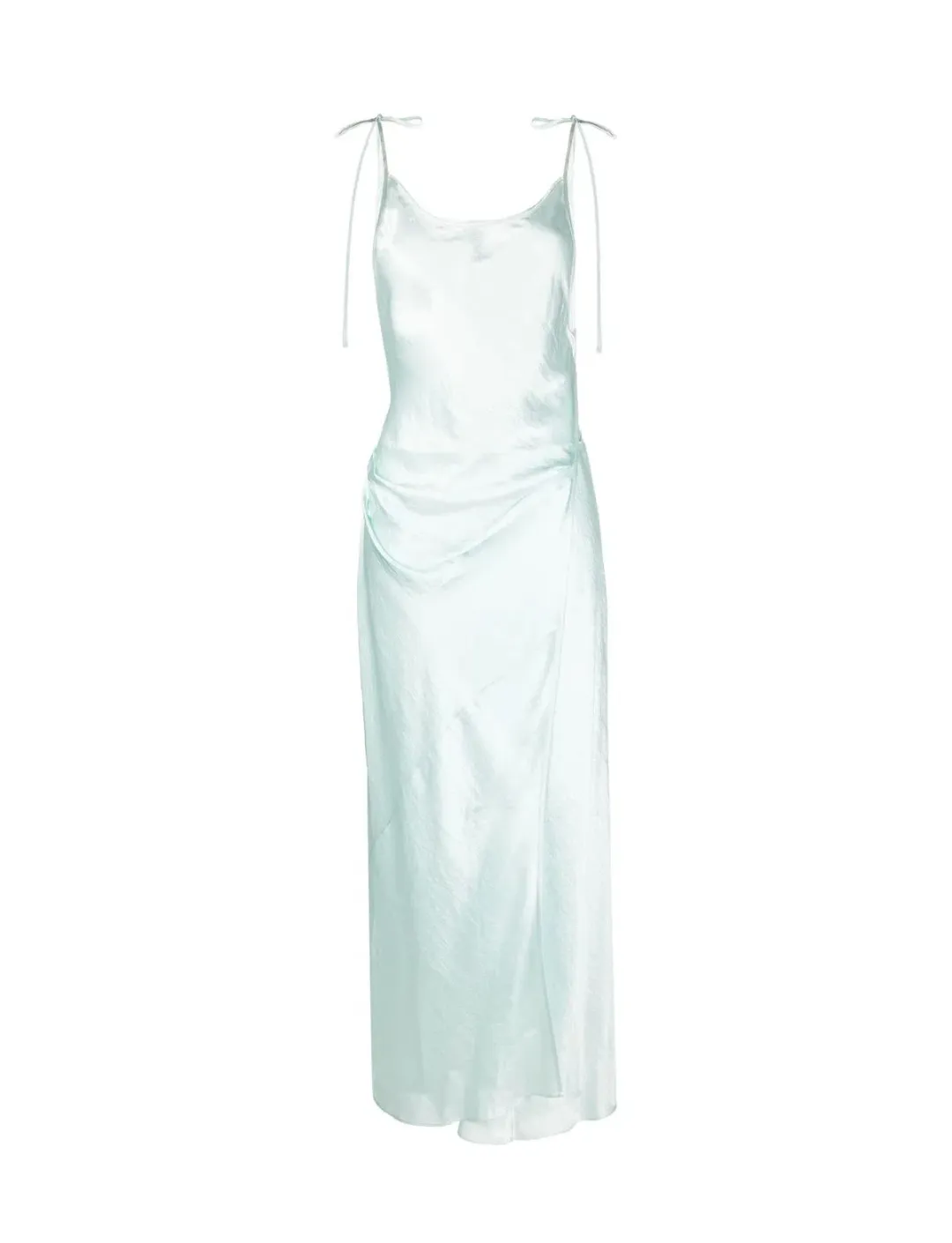 Acne Studios Sleeveless Satin Maxi Wrap Dress Mint Blue Size 6 for rent on The Volte - main image