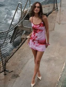 With Harper Lu Mini Slip Dress Blush Graphite Size S / AU 8 for rent on The Volte - image 2