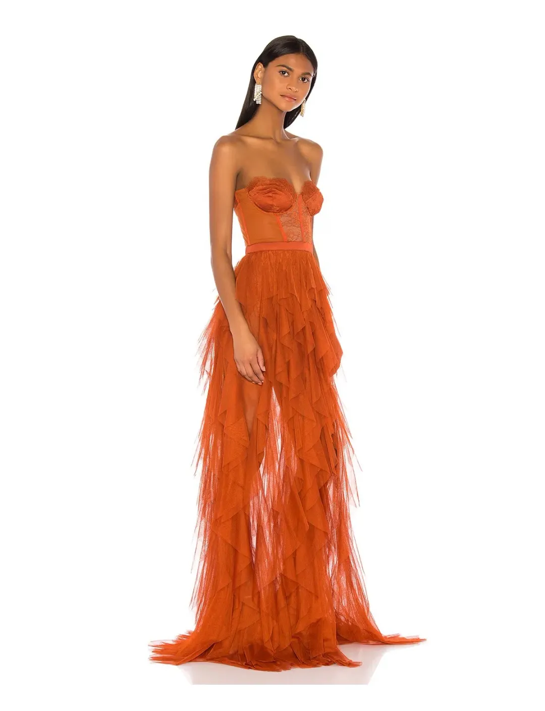 For Love and Lemons Bustier Gown in Rust Size 10  for rent on The Volte - main image