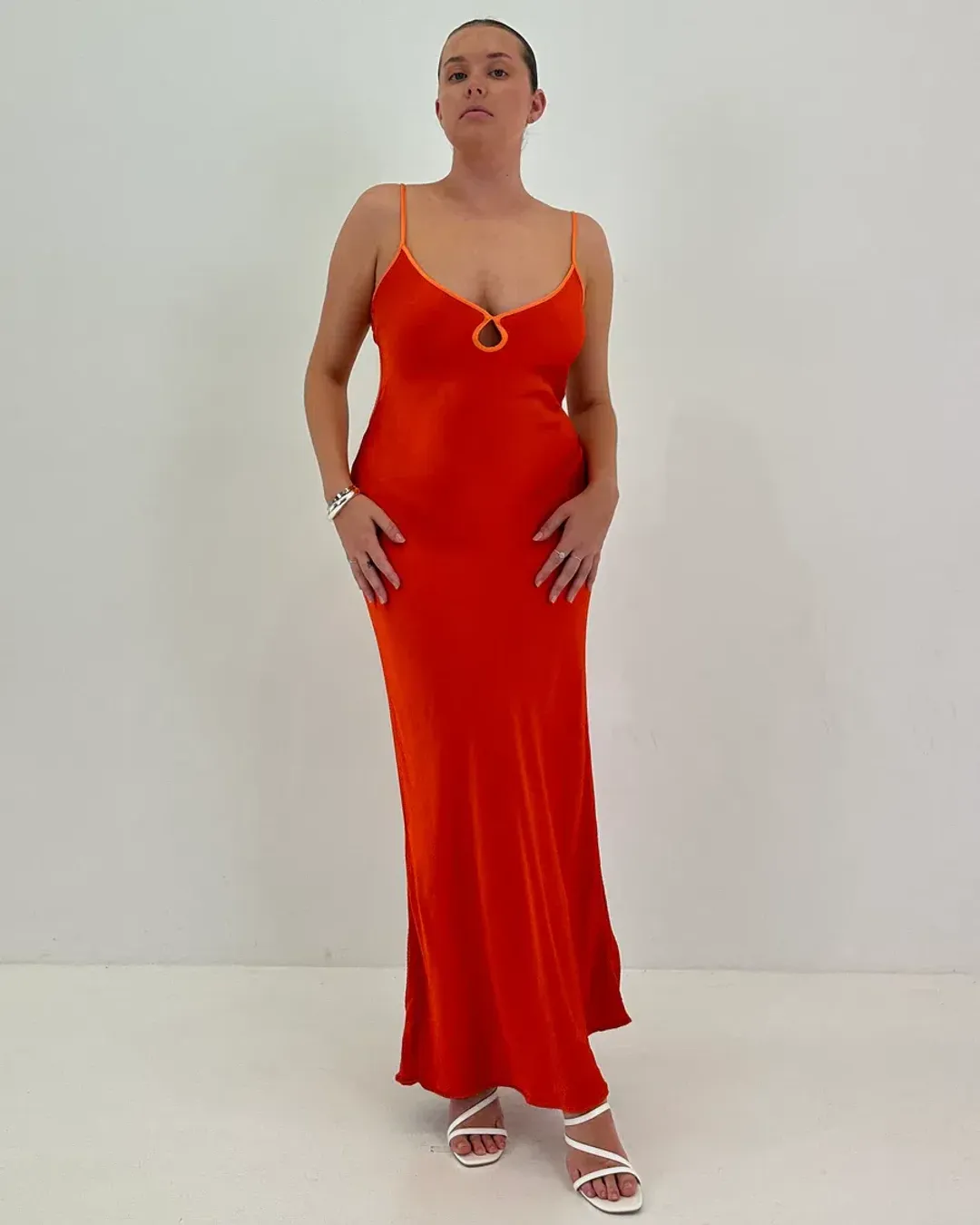 Bec & Bridge Cedar City Maxi Dress in Turmeric & Fire Red Size 16  for rent on The Volte - main image