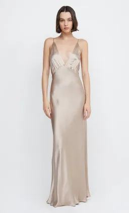Bec & Bridge Lorelai V Maxi Dress Smoke Taupe Size 6 for rent on The Volte - image 1