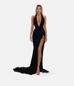 Albina Dyla Black Glamorous Dress Black Size 10 for rent on The Volte - image 1