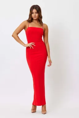 Bianca & Bridgett Lily Square Neck Dress Red Size 10  for rent on The Volte - image 1