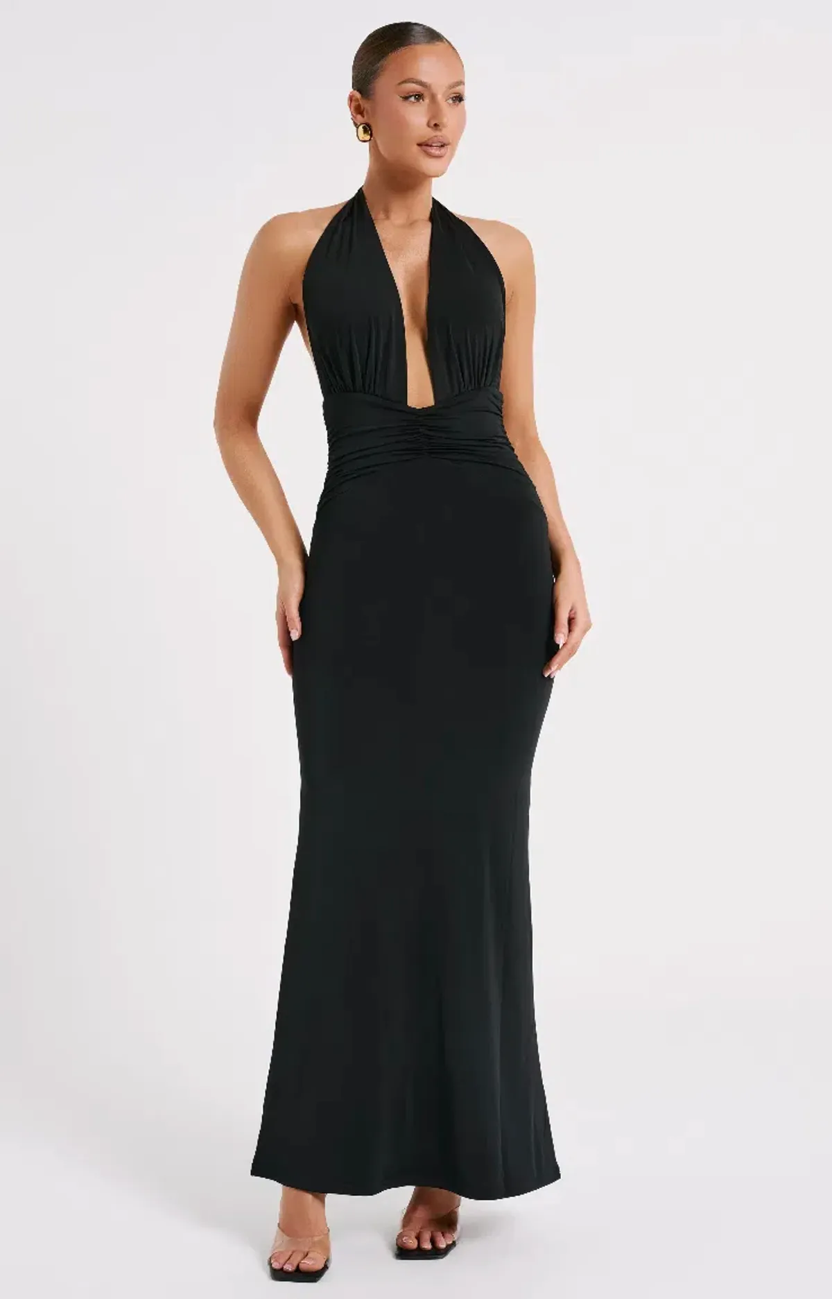 Meshki Jovanna Slinky Halter Maxi Dress Black Size 8  for rent on The Volte - main image