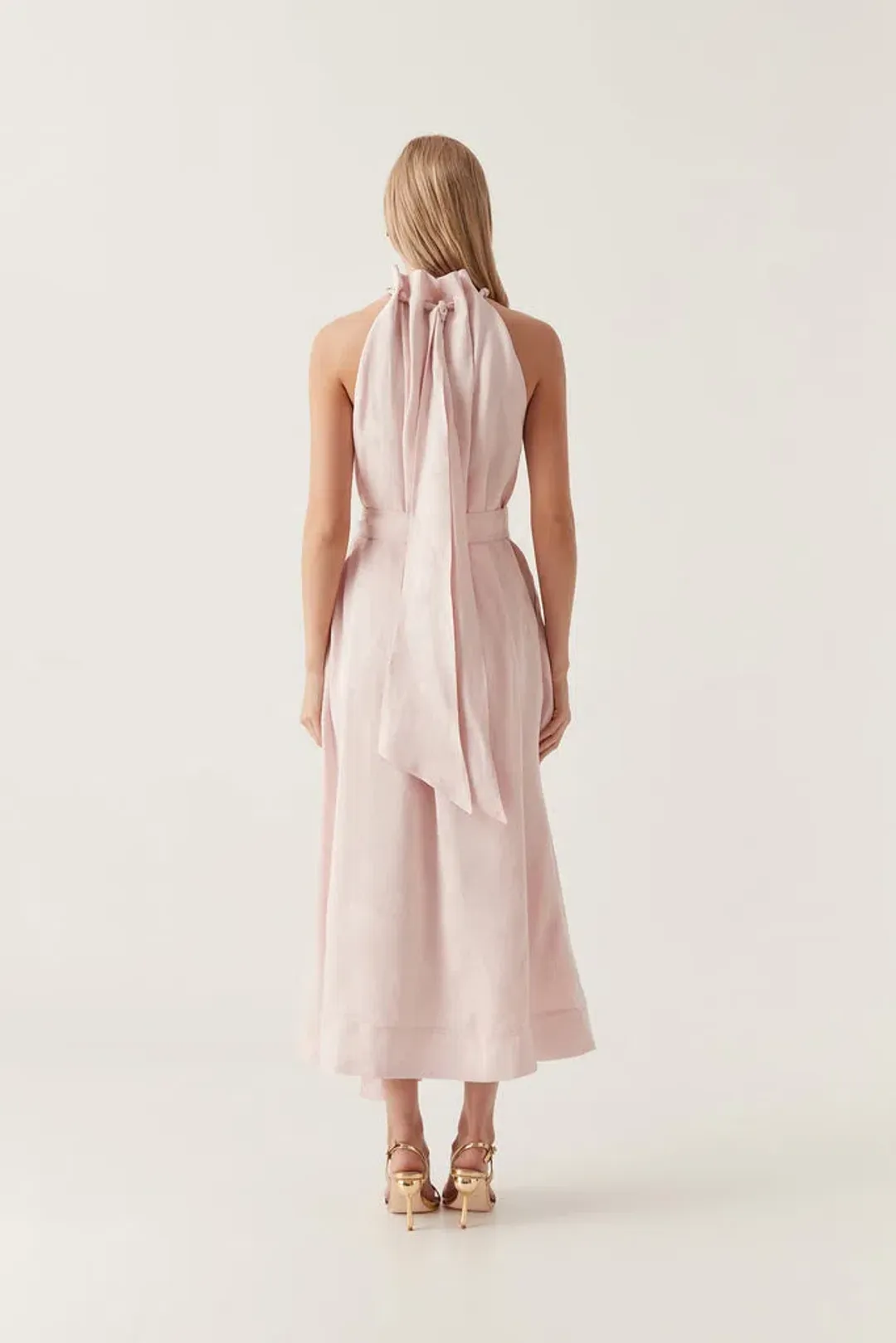 AJE Mariel Trapeze Midi Dress Soft Pink Size 8 for rent on The Volte - main image