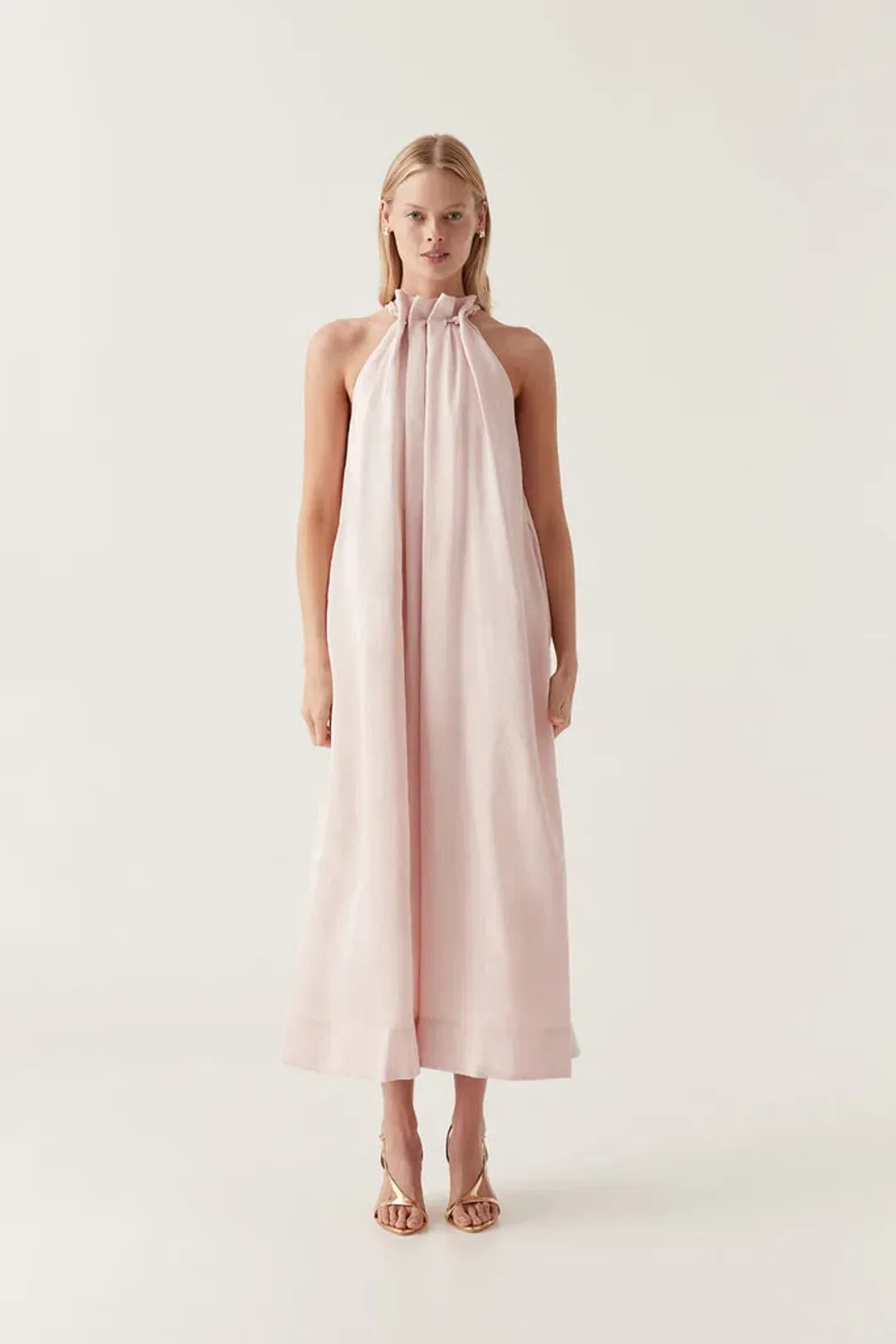 AJE Mariel Trapeze Midi Dress Soft Pink Size 8 for rent on The Volte - main image