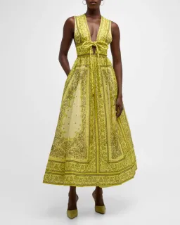 Zimmermann The Matchmaker Bow Long Dress in Yellow Bandana Size 1/Au 10 for rent on The Volte - image 2