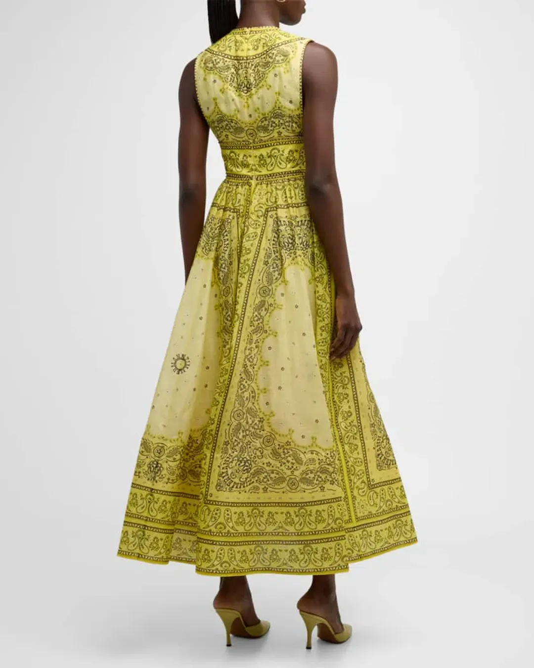 Zimmermann The Matchmaker Bow Long Dress in Yellow Bandana Size 1/Au 10 for rent on The Volte - main image
