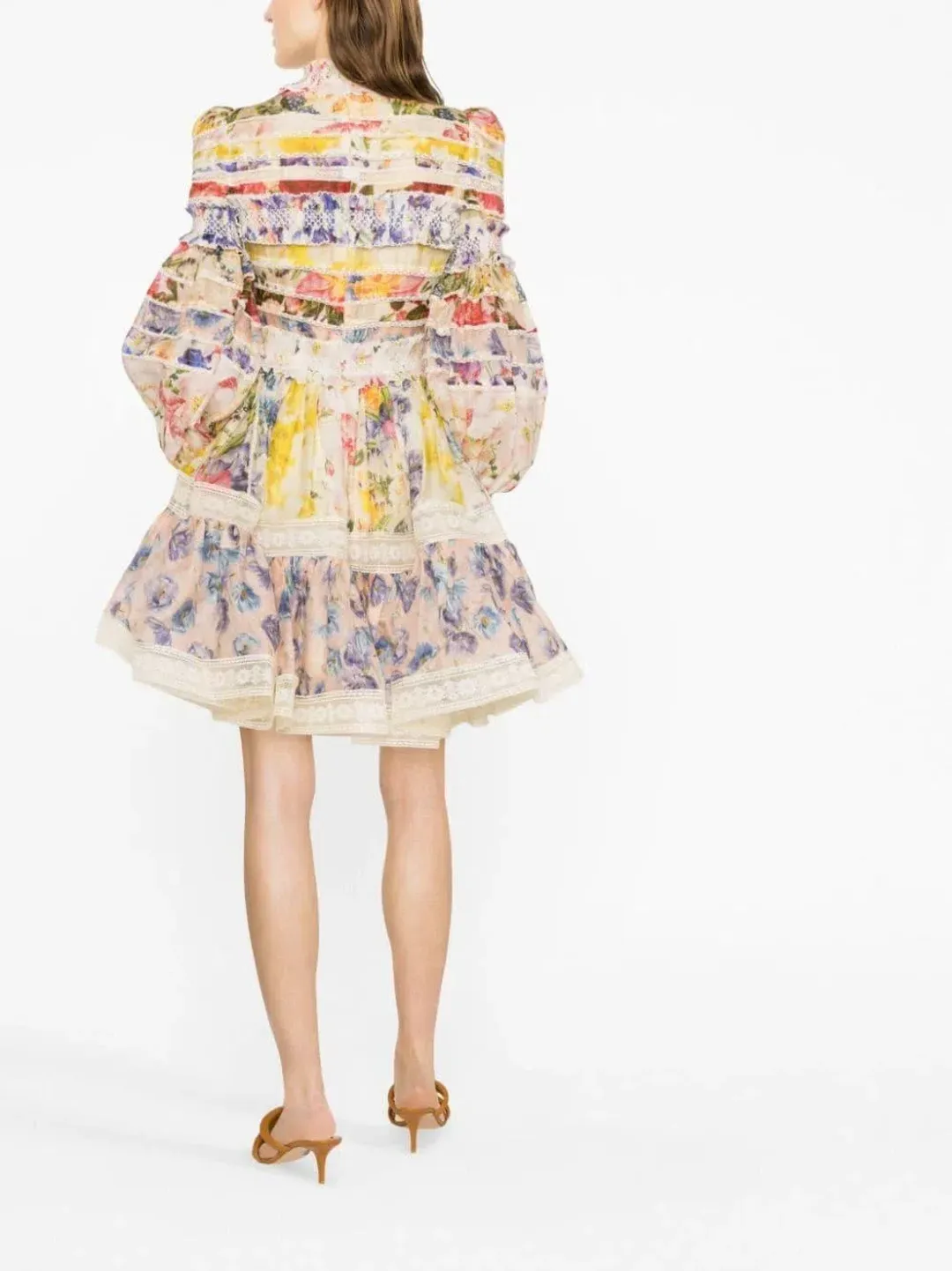 Zimmermann The Wonderland Smocked Mini Dress in Spliced Multifloral Size 0 / AU 8  for rent on The Volte - main image