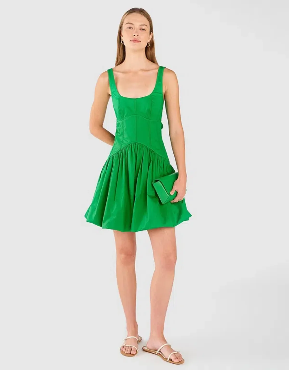 Oroton Short Tie Back Dress Green Size 10 for rent on The Volte - main image
