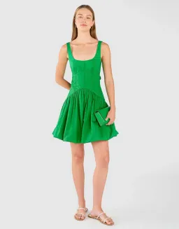 Oroton Short Tie Back Dress Green Size 10 for rent on The Volte - image 1