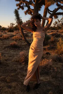 Sir The Label Antonia Beaded Midi Dress Light Tan Orange Size 1 / AU 8 for rent on The Volte - image 3