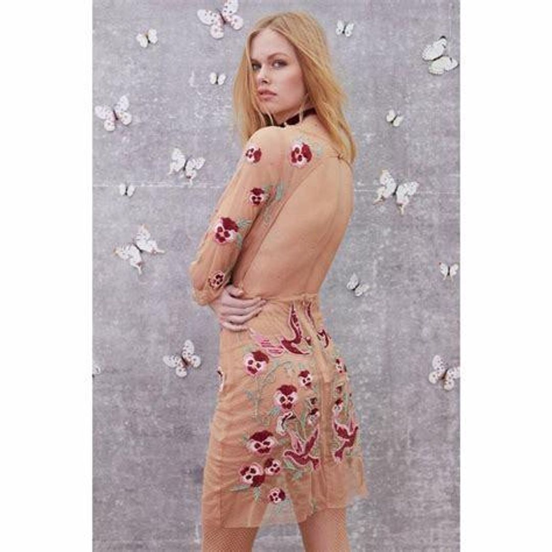 For Love and Lemons Dove Embroidery Mini Dress Nude Size 6 for rent on The Volte - main image