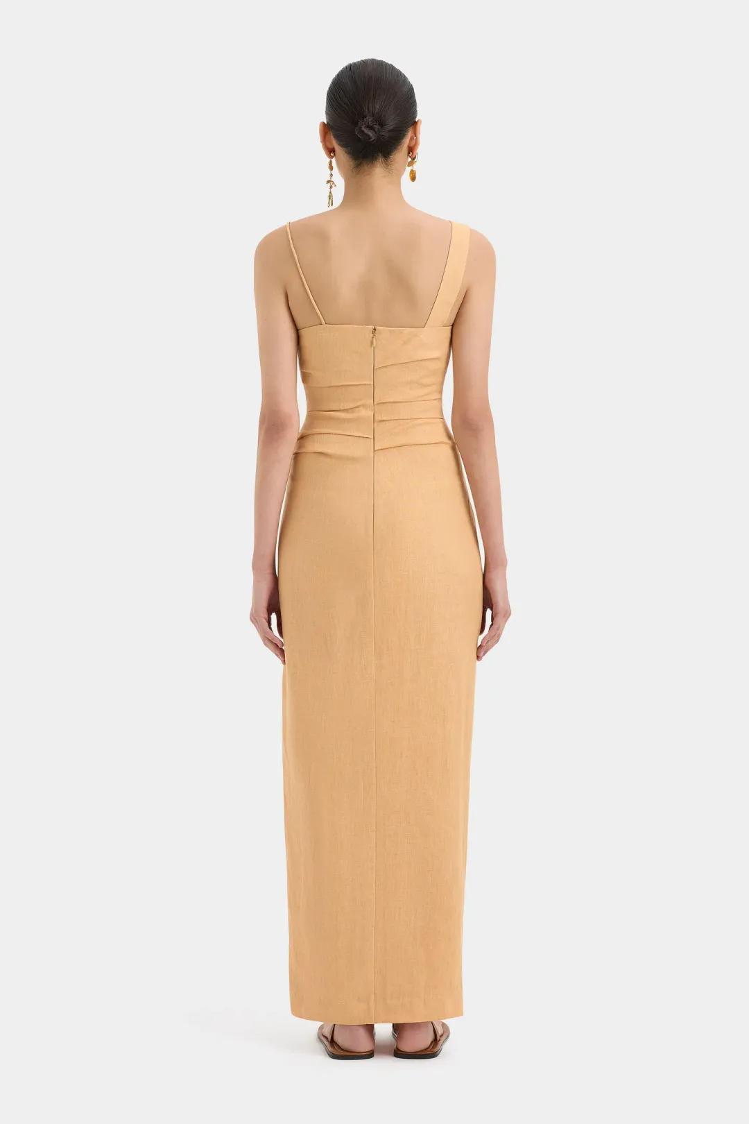 Sir the Label Antonia Beaded Midi Dress Light Tan Size 2 / AU 10 for rent on The Volte - main image