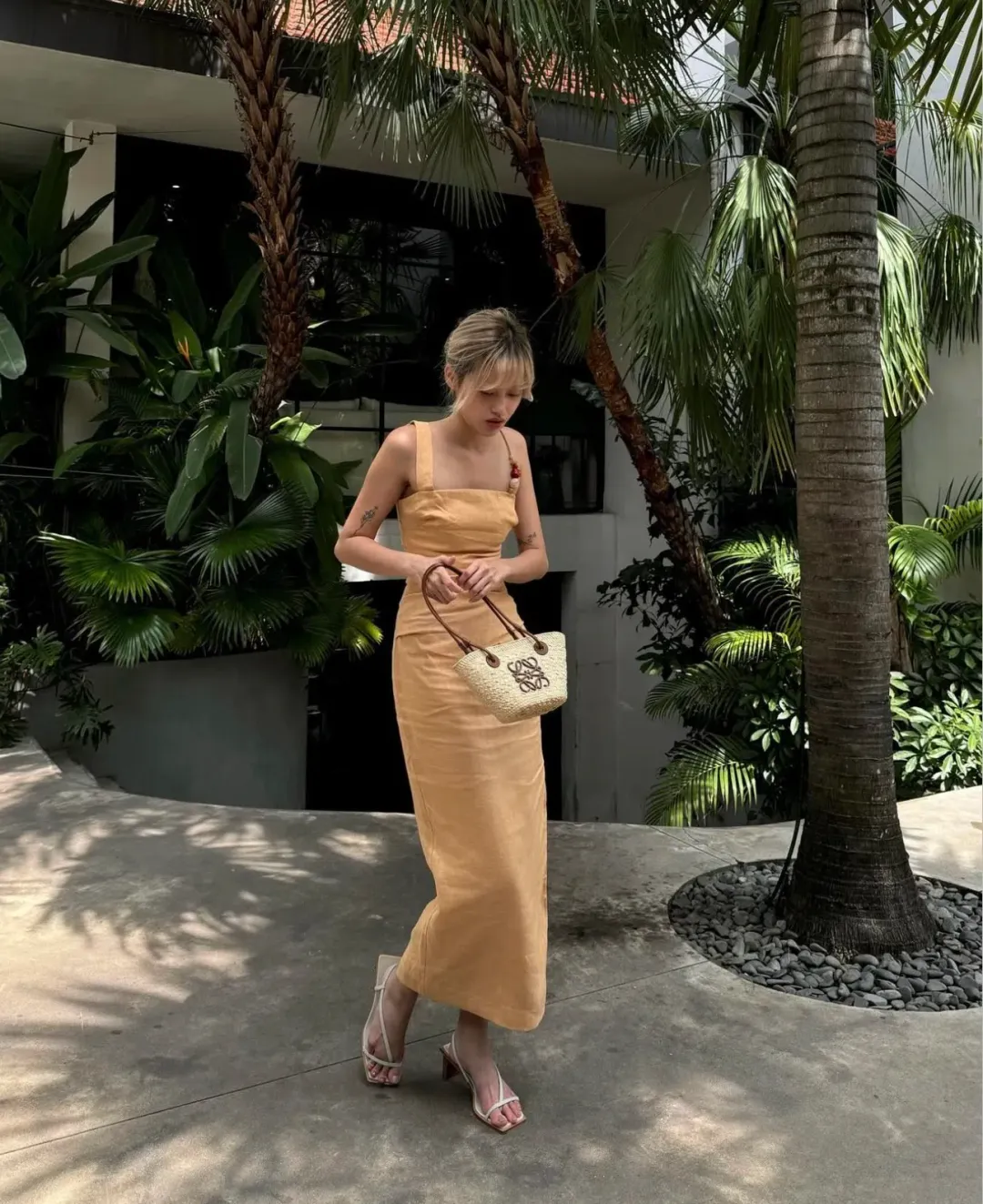 Sir the Label Antonia Beaded Midi Dress Light Tan Size 2 / AU 10 for rent on The Volte - main image