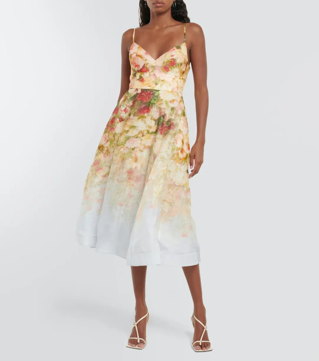 Zimmermann Luminosity Picnic Midi Dress in Rosy Garden Floral Print Size 1 / AU 10 for rent on The Volte - main image
