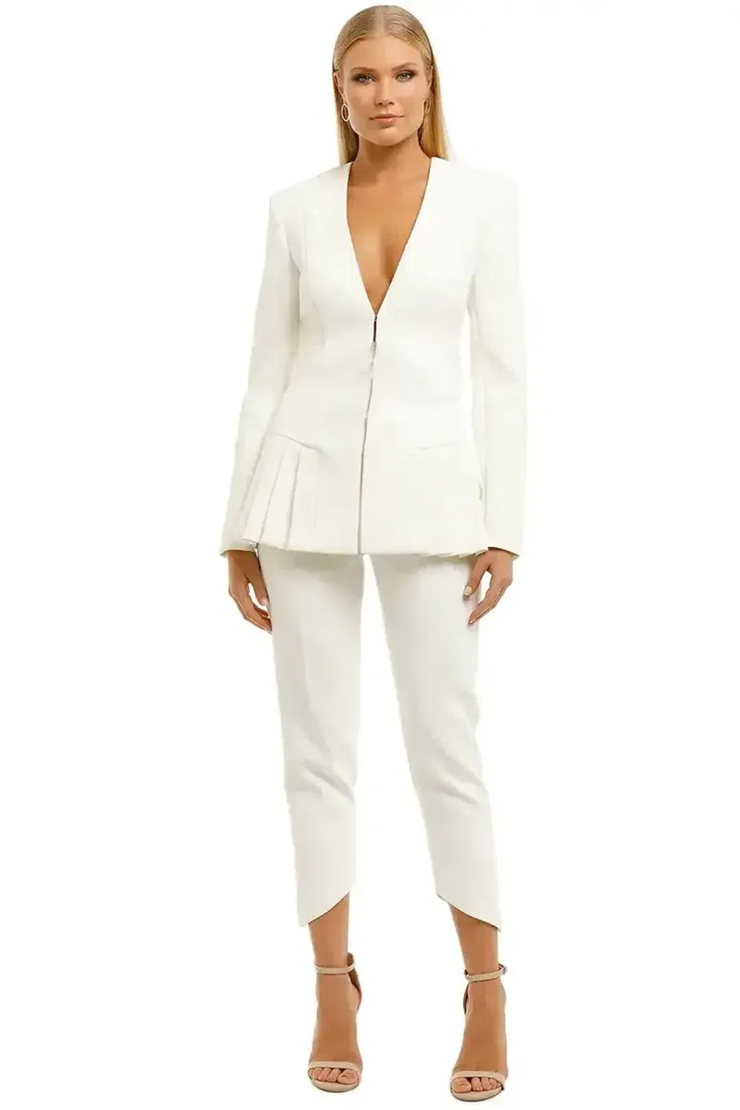 MISHA Linnea Blazer and Pant Set in Ivory Size 14 for rent on The Volte - main image