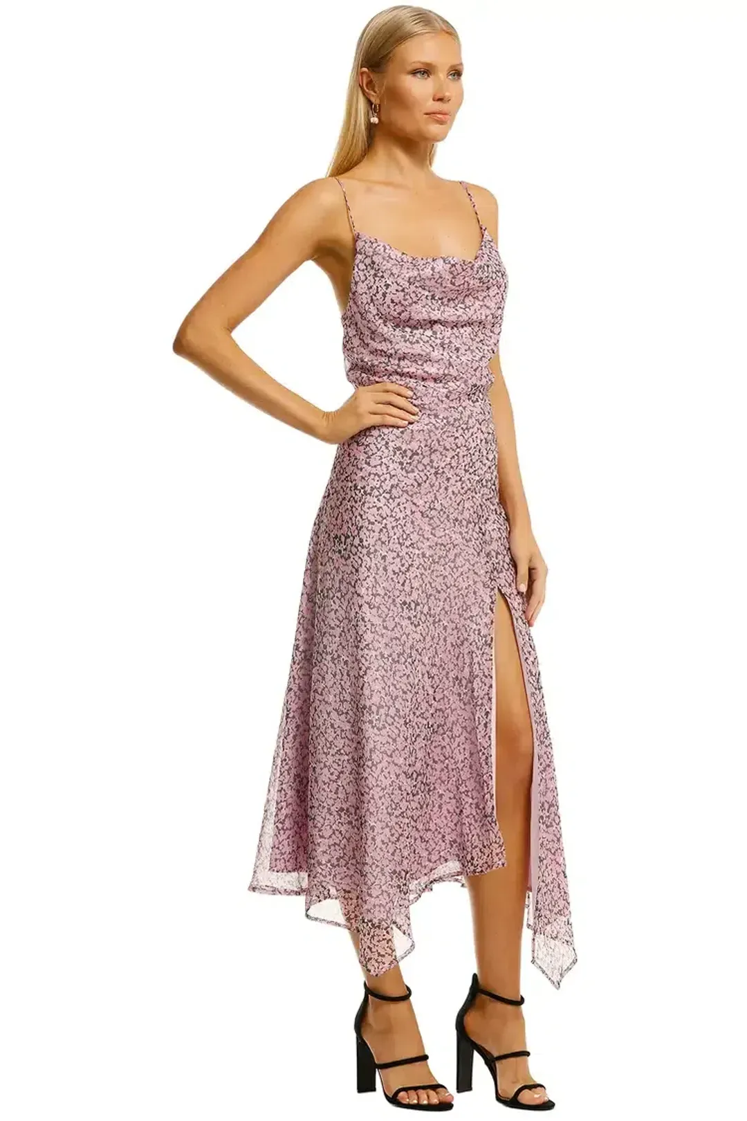 MISHA Lisa Midi Dress Pink Floral Size 6 for rent on The Volte - main image