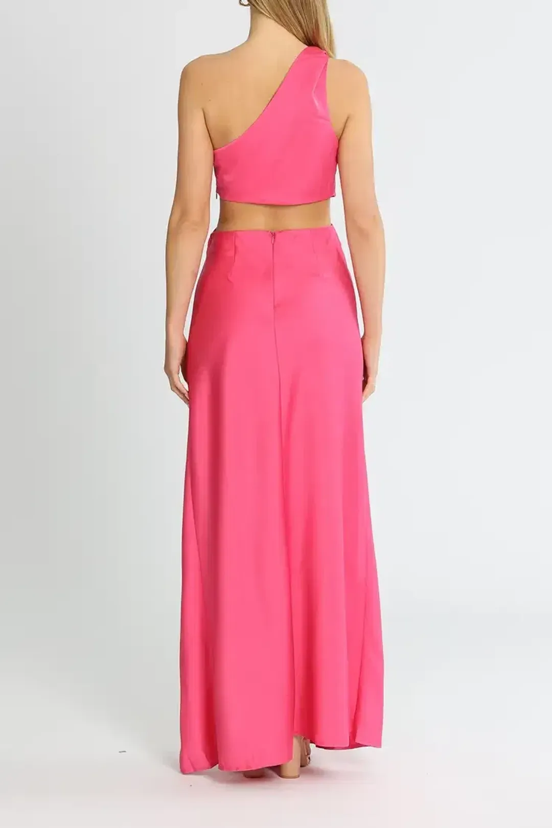 MISHA Kristin Satin Gown Pink Size 14 for rent on The Volte - main image