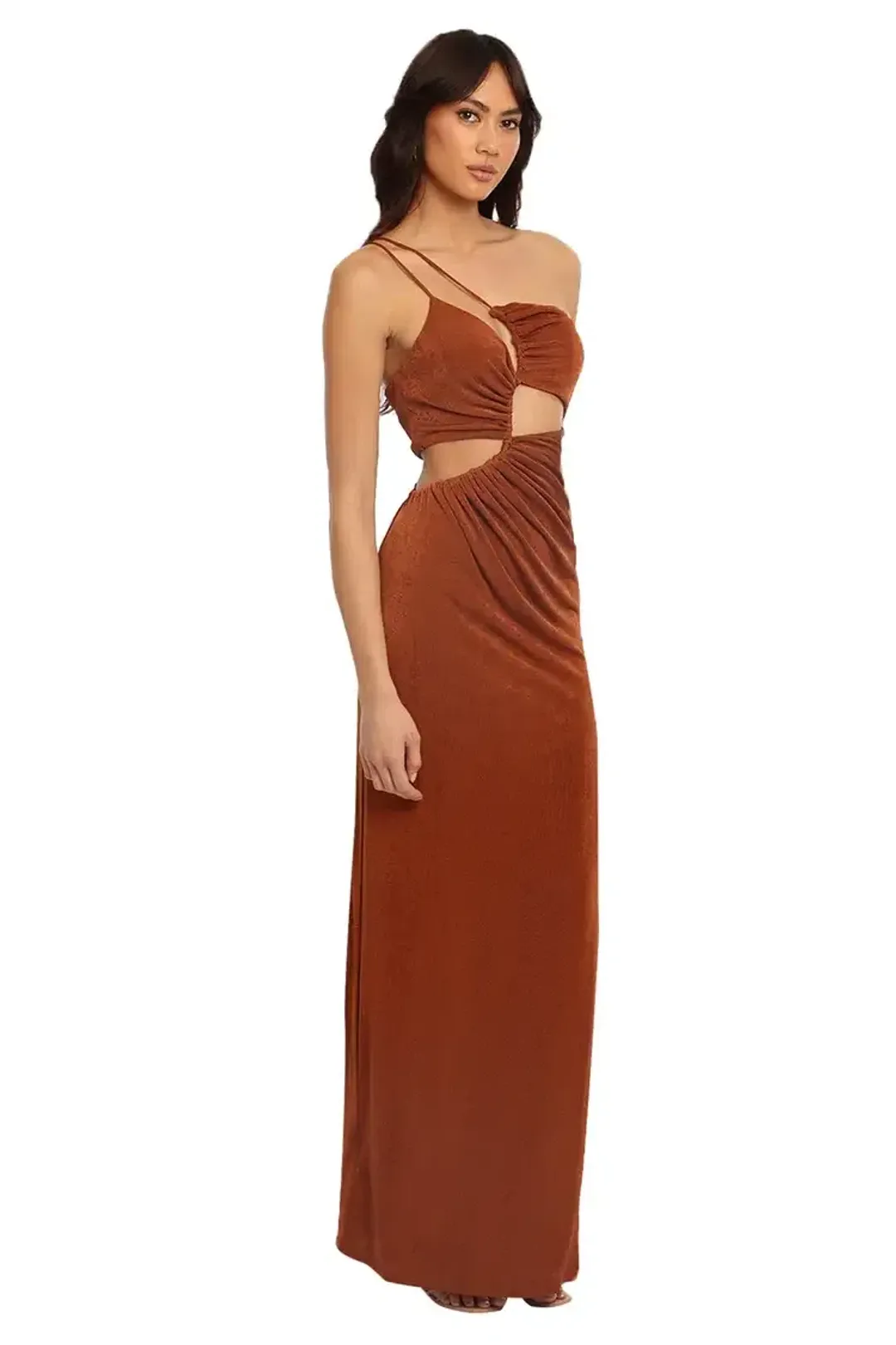 MISHA Clive Gown Brown Size 12 for rent on The Volte - main image