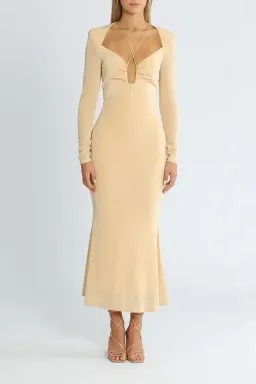 MISHA Engracia Midi Dress Champagne Size 12 for rent on The Volte - image 1