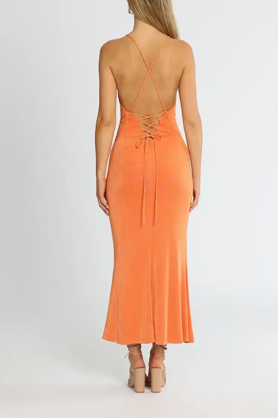 MISHA Greta Midi Dress Coral Gold Size 10/M for rent on The Volte - main image