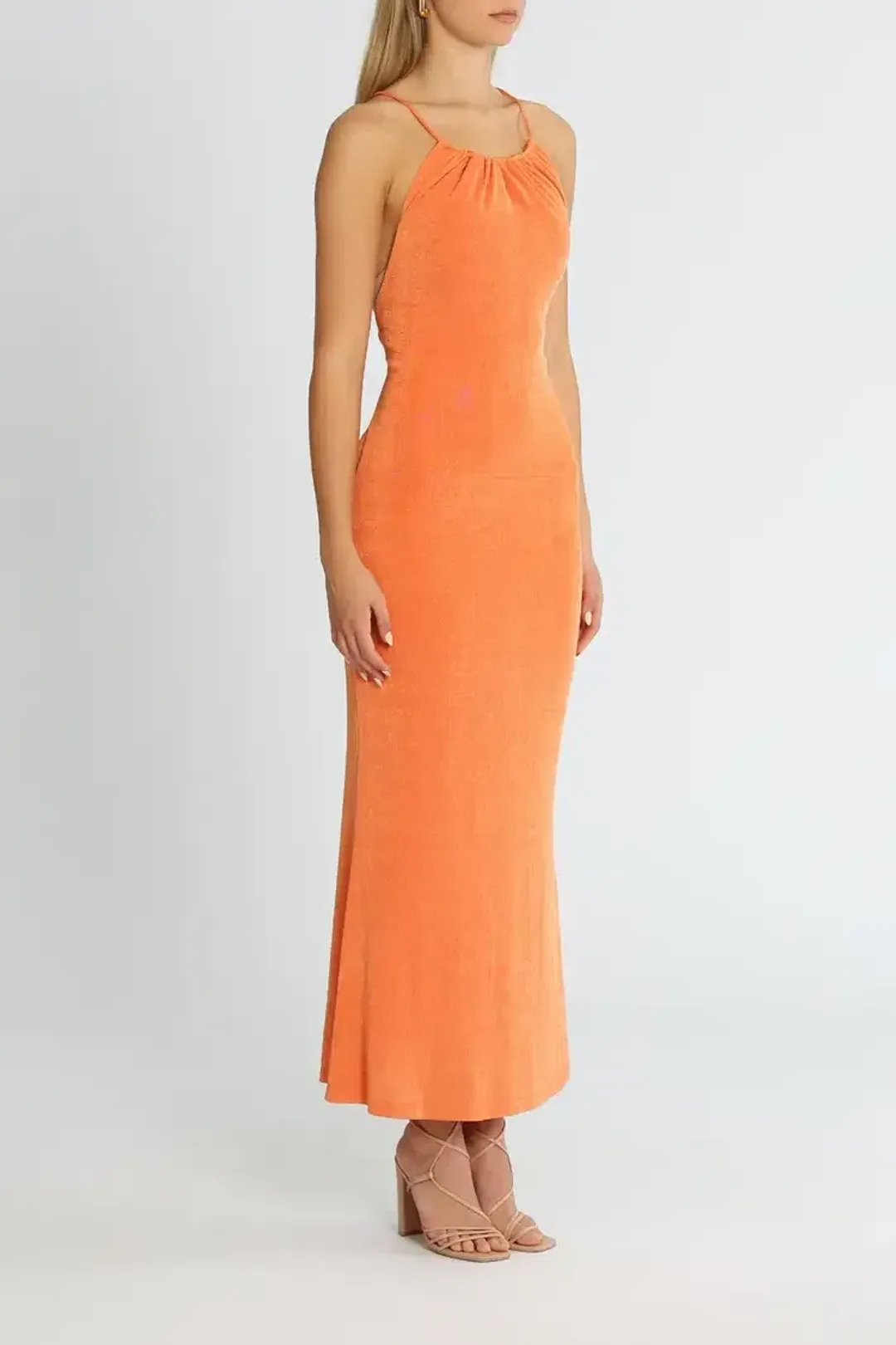 MISHA Greta Midi Dress Coral Gold Size 8/S for rent on The Volte - main image