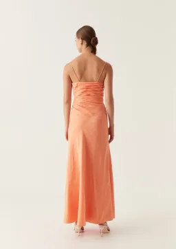 Aje Clarice Draped Maxi Dress in Sunset Orange Size AU 10 for rent on The Volte - image 2