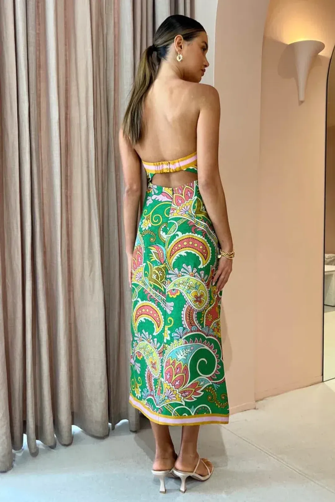 Alemais Marion Bodice Midi Dress Green Size AU 8 for rent on The Volte - main image