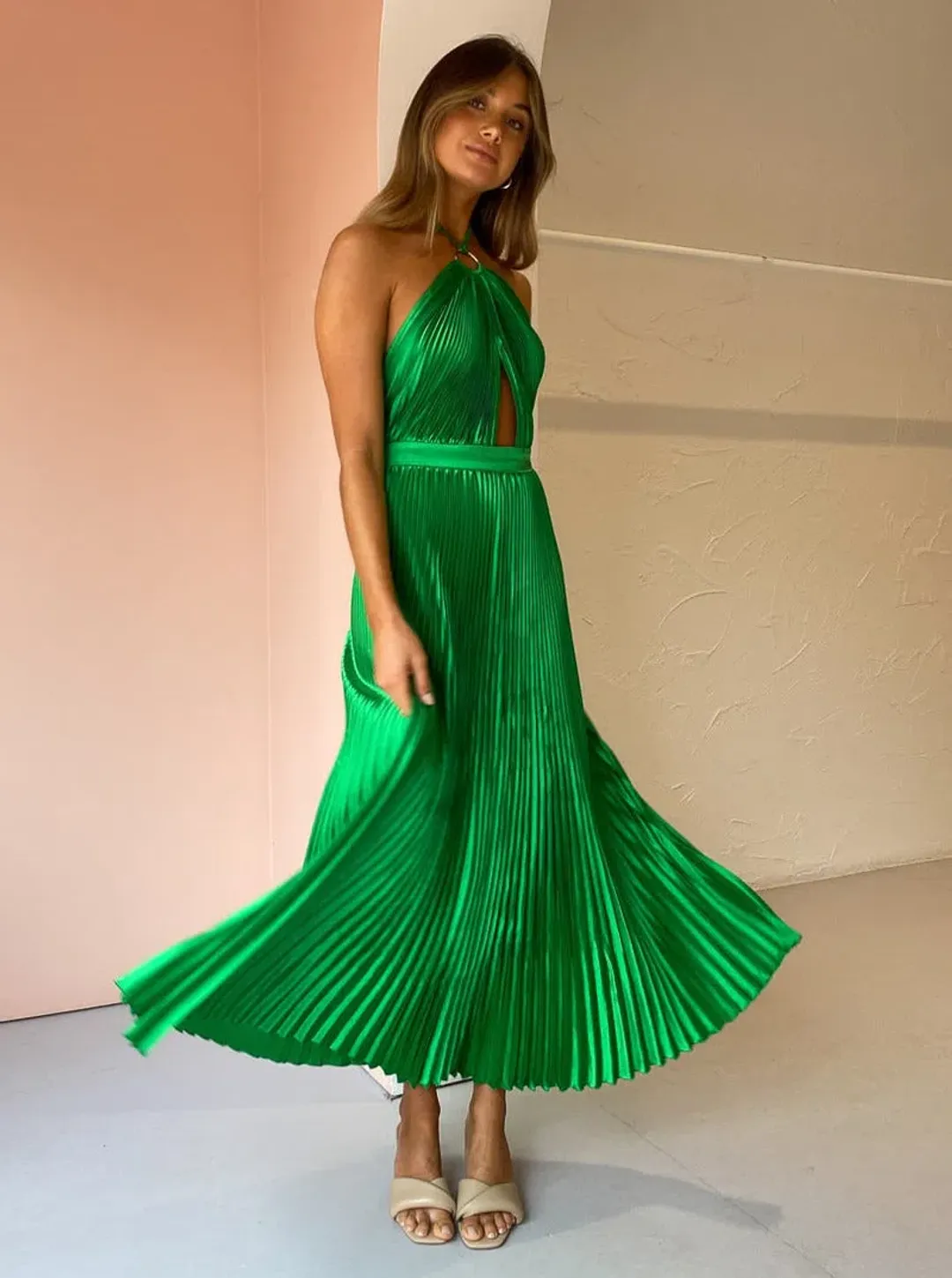 L'Idee Reveil Gown In Bright Green Size AU 8 for rent on The Volte - main image