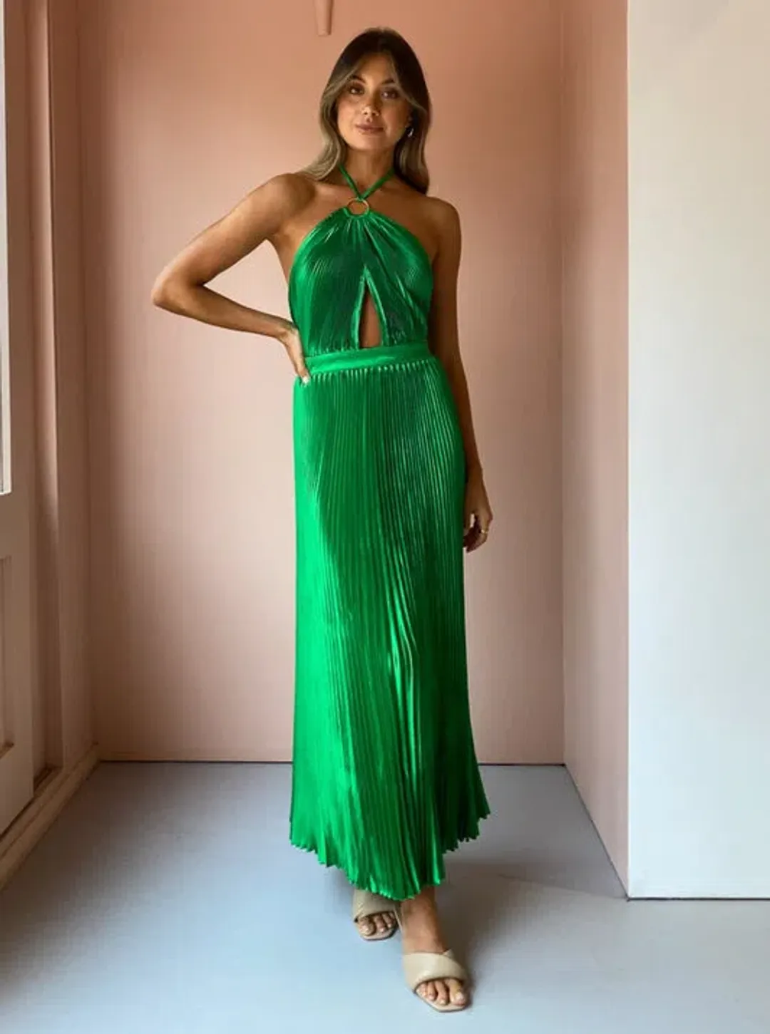 L'Idee Reveil Gown In Bright Green Size AU 8 for rent on The Volte - main image