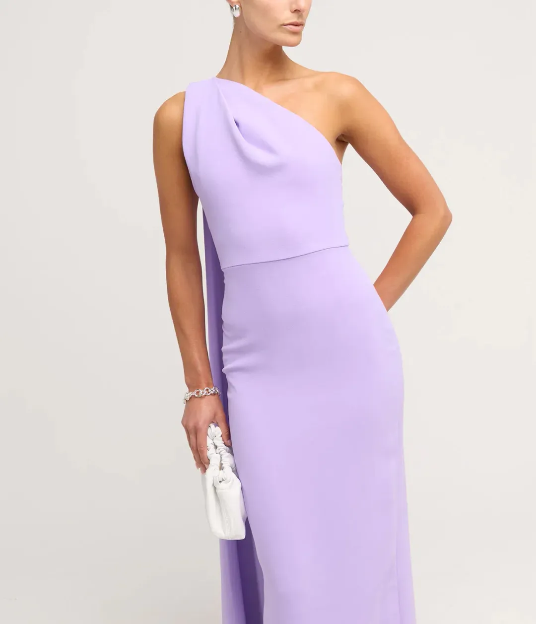 Solace London Demi Woven Crepe Dress in Lilac Size AU 8 for rent on The Volte - main image