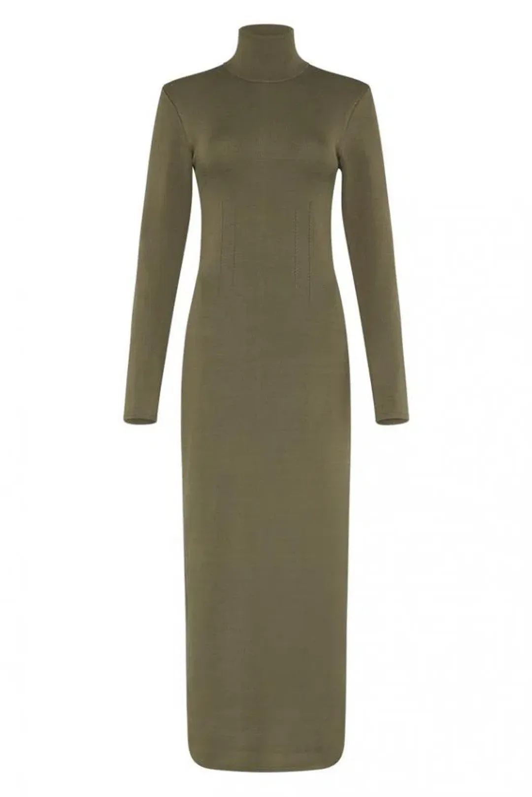 Aje Anika Fitted Knit Dress Khaki Size Xs / Au 6 for rent on The Volte - main image