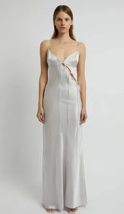 Christopher Esber Slope Tie Silk Dress Silver Size 8  for rent on The Volte - image 2
