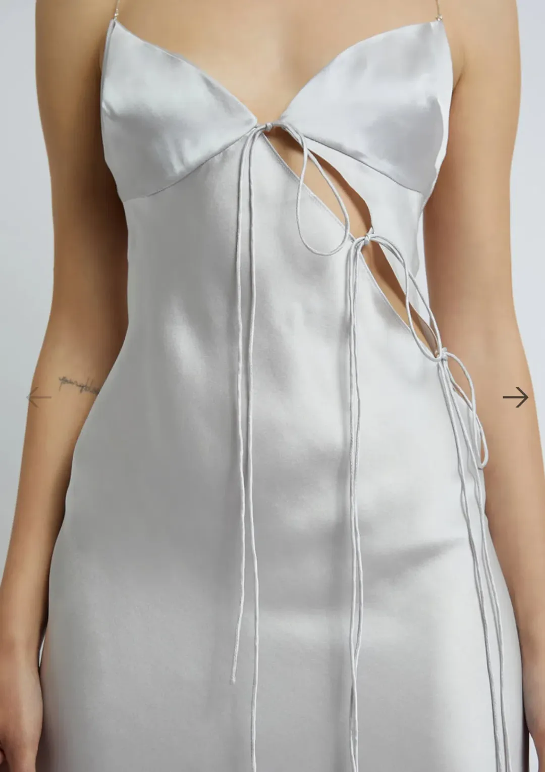 Christopher Esber Slope Tie Silk Dress Silver Size 8  for rent on The Volte - main image