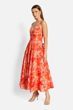 Sofia The Label Evie Midi Dress Red/Pink Floral Size 6  for rent on The Volte - image 4