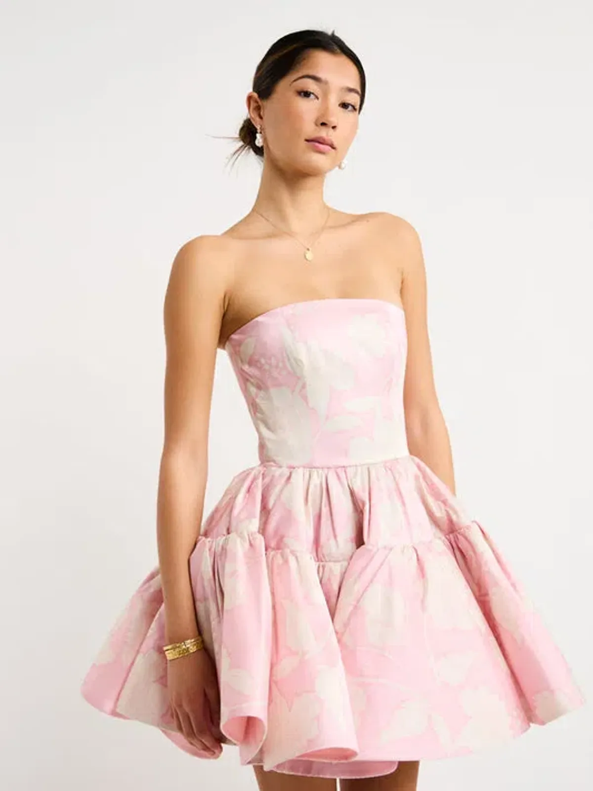 Leo Lin Skye Bustier Mini Dress Anemone Print in Violet Size 10 for rent on The Volte - main image