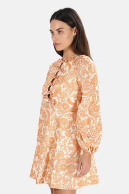 Zimmermann Peggy Scallop Mini Dress in Orange Paisley Print Size 0/ AU 8 for rent on The Volte - image 3