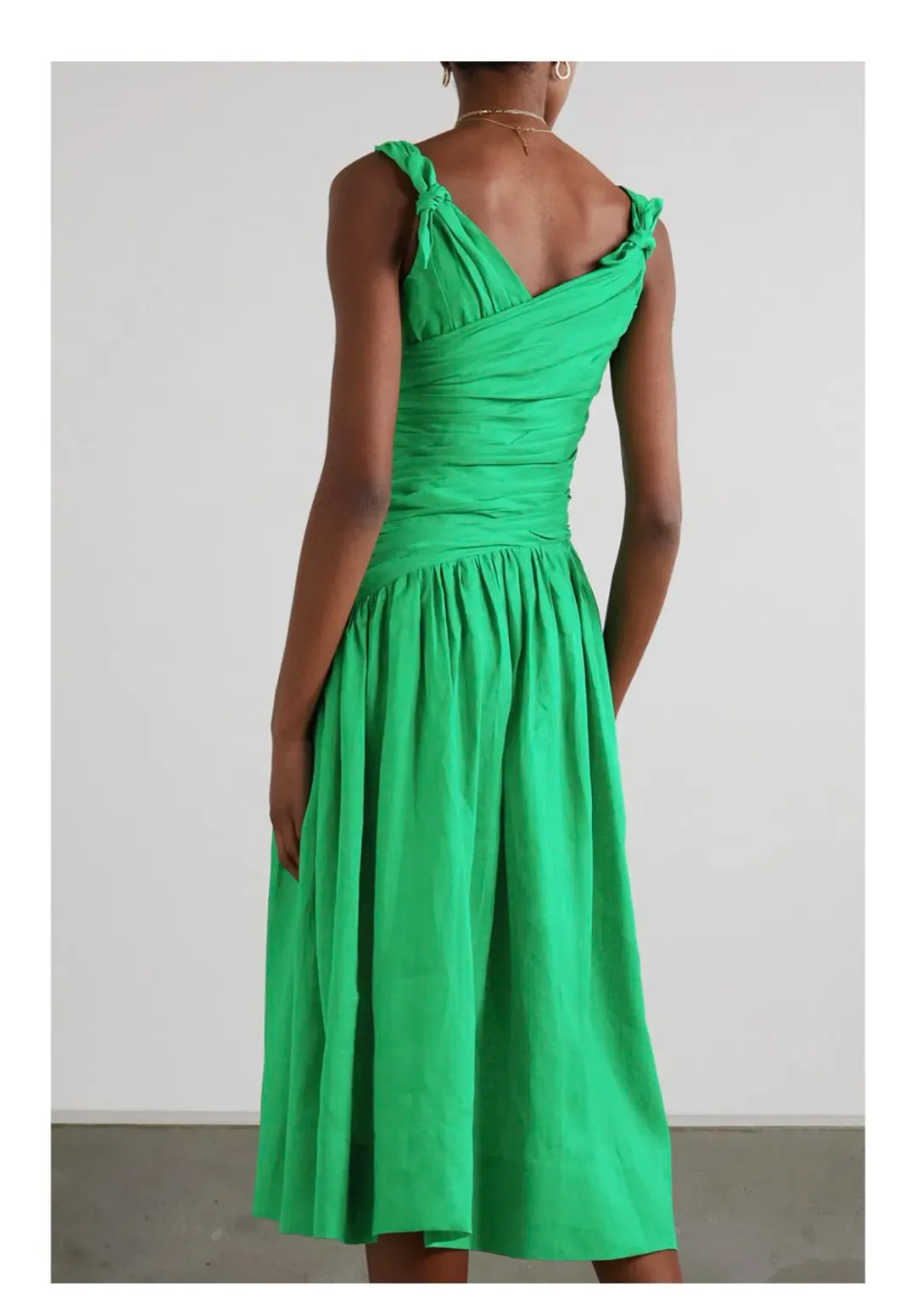 Zimmerman Tiggy Bow Linen Dress Green Size AU 8 for rent on The Volte - main image
