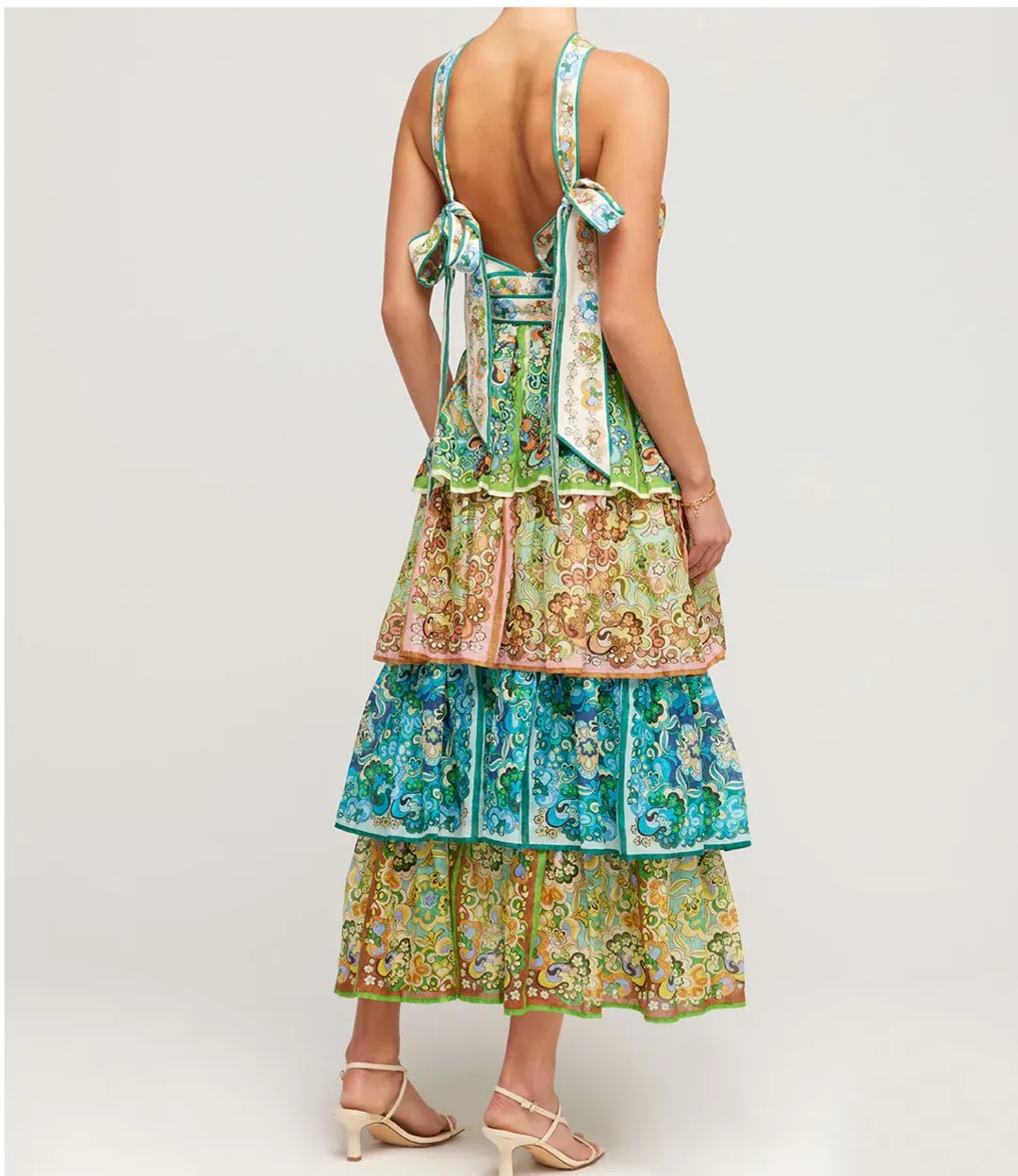 Alemais Dreamer Halter Tier Dress in Multi Size 10 for rent on The Volte - main image