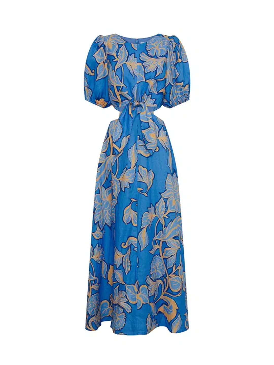 Kivari Taniana Cut Out Maxi Dress Blue Floral Size 12 for rent on The Volte - main image