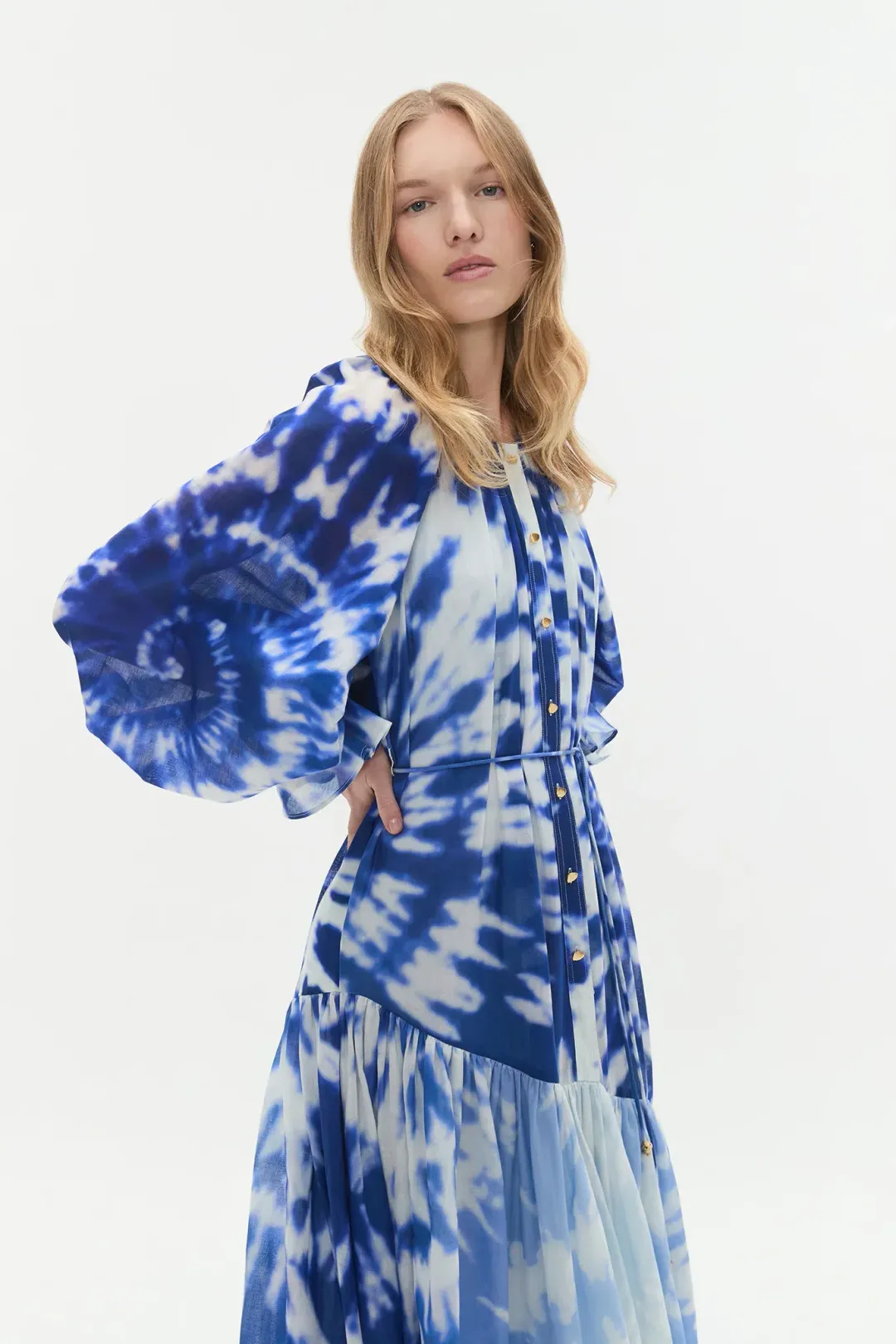 Aje Asher Midi Dress Blue Size 8 for rent on The Volte - main image