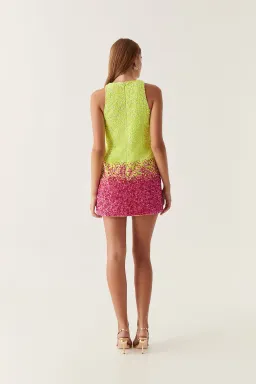 Aje Calypso Ombré Mini Dress Green Multi Size 8  for rent on The Volte - image 2