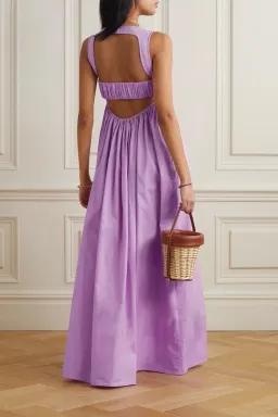 OROTON Strappy Open Back Poplin Maxi Sundress in Wisteria Purple Size 6 for rent on The Volte - image 2