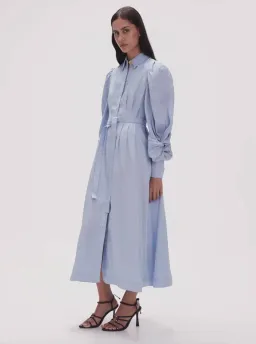 Aje Bonnie Knot Sleeve Midi Dress Light Sky Blue Size 4 for rent on The Volte - image 2