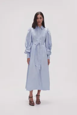 Aje Bonnie Knot Sleeve Midi Dress Light Sky Blue Size 4 for rent on The Volte - image 1