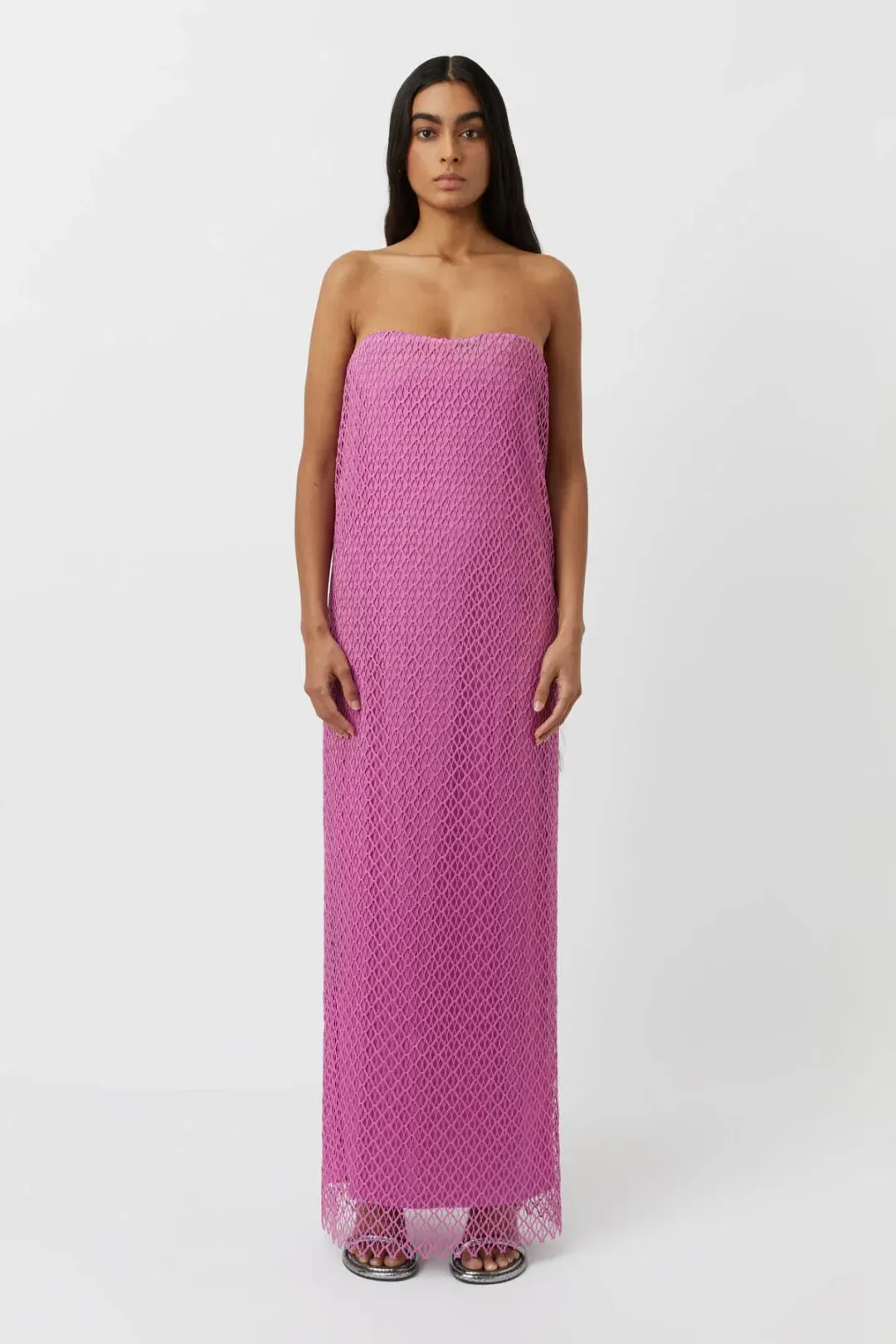 Camilla & Marc Sinclar Lace Maxi Dress Magenta Pink Size 8 for rent on The Volte - main image